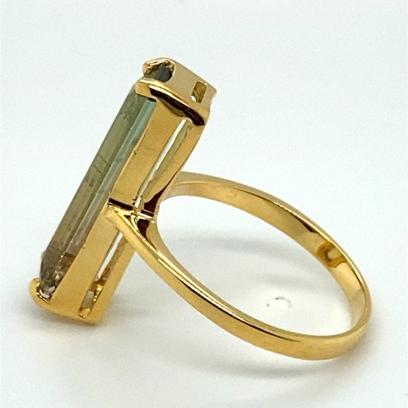 Bi Color Tourmaline 5.40ct Solid 14K Yellow Gold Ring - Picture 6 of 6
